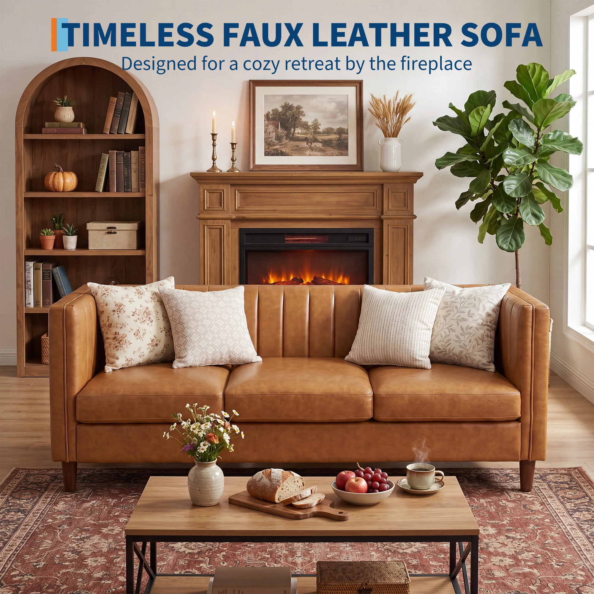 PU Leather 3-Seater Sofa 7