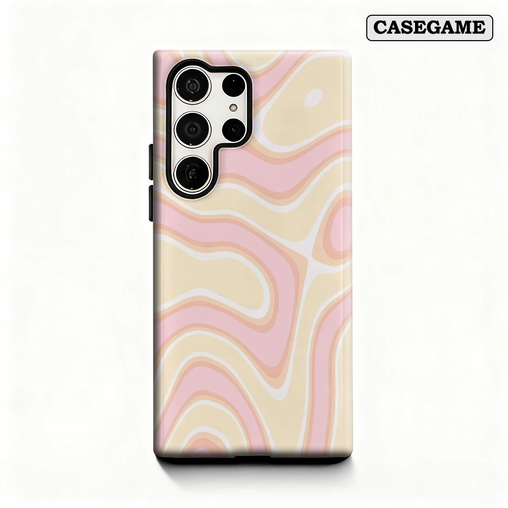 Pastel Wave Dream Phone Case for Samsung Galaxy S25 Ultra S24 S23 Ultra Plus Shockproof Double Layer Back Cover