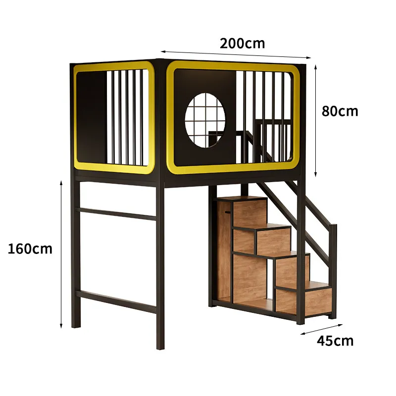 Children's bed on top and under the table combination bed for home attic bed duplex second floor wrought iron raised sheets save