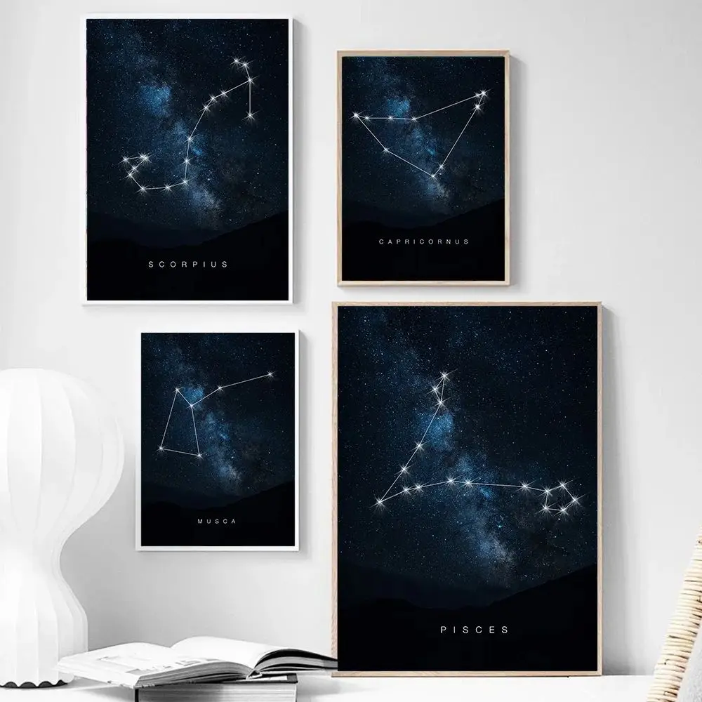 1pc frameless Canvas Painting Fashionable Galaxy Constellations Capricorn Scorpio Cancer Poster Wall Art Pictures Canvas Paintin