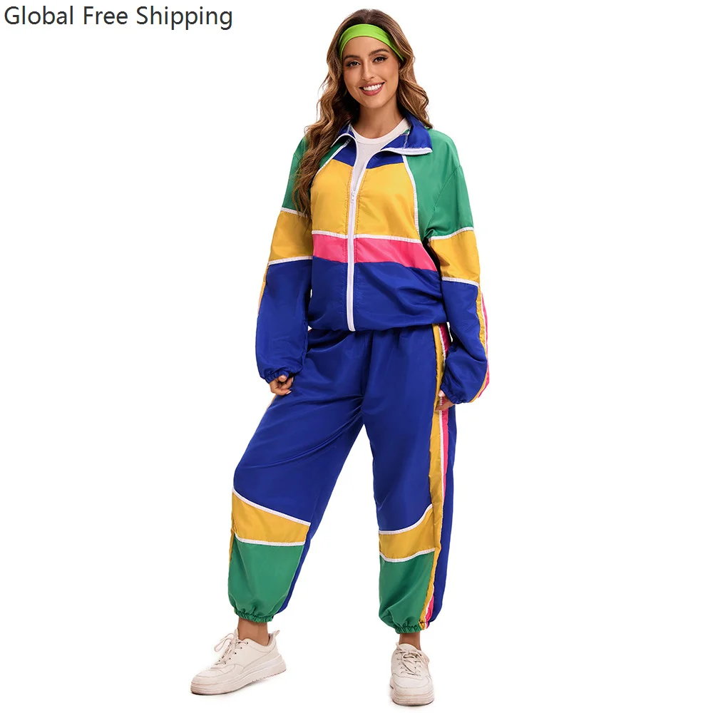 أزياء الهالوين للأزواج الهبي للنساء الذكور خمر 70s 80s روك ديسكو ملابس تنكرية الهيب هوب ديسكو الهبي زي 2026 #3