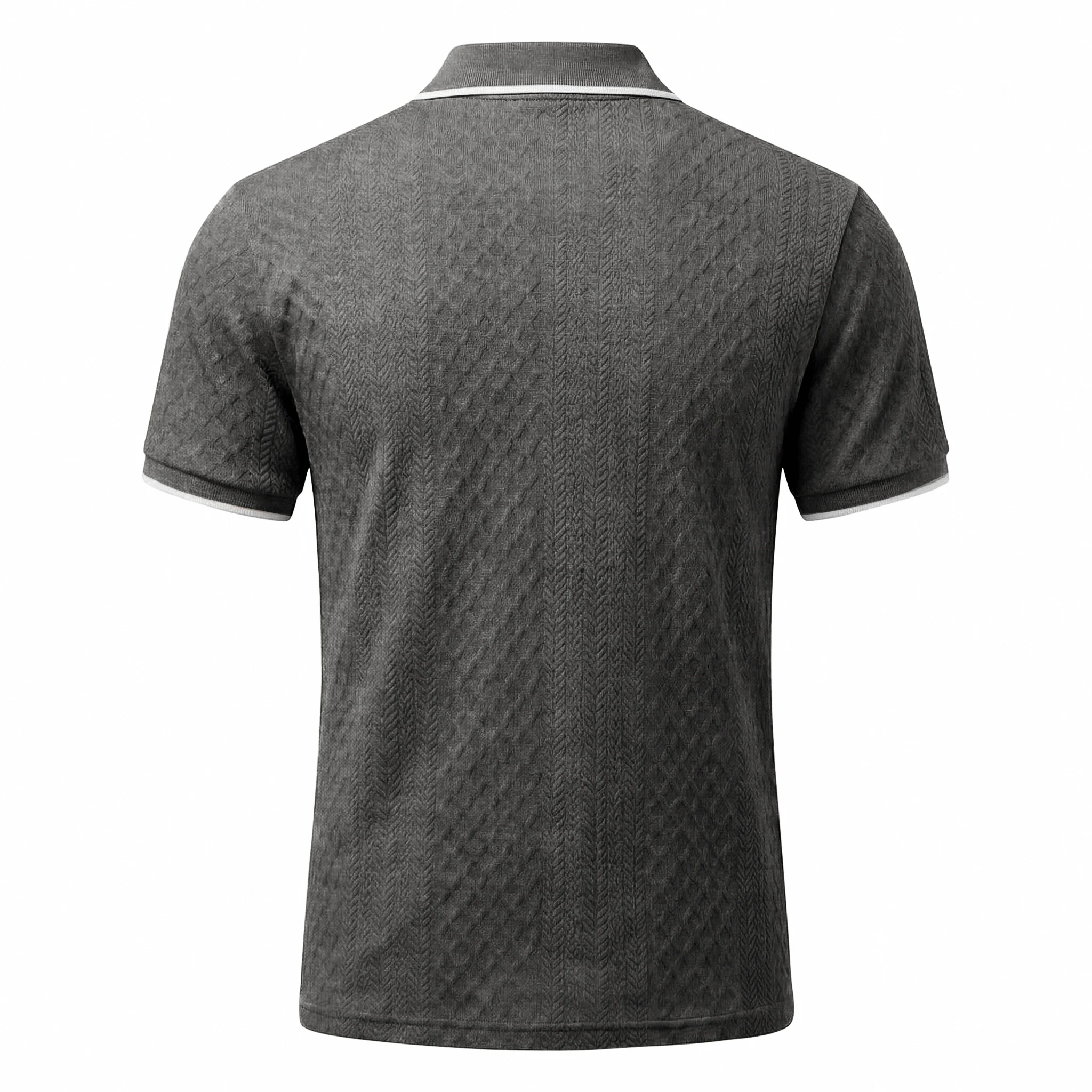 Sommer Herren Casual Business Kurzarm 9-Farben Jacquard 1/4 Reißverschluss Poloshirt | Strukturiertes Polo-Top mit Reißverschluss und kurzen Ärmeln – Detail 39