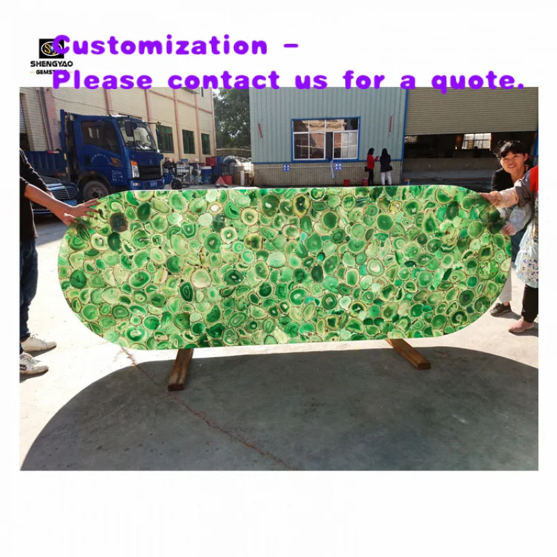 

custom.New Project of Wall Decoration Green Agate Slab Countertop Tabletop