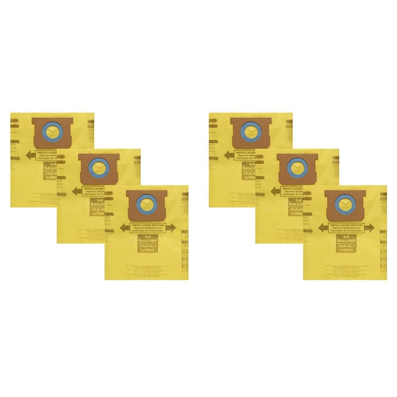 

A78U-6 Pack Type H 9067100 Vacuum Filter Bags Replacement For Shop Vac 5-8 Gallon Vacuums,Replace Part 90671 9067100