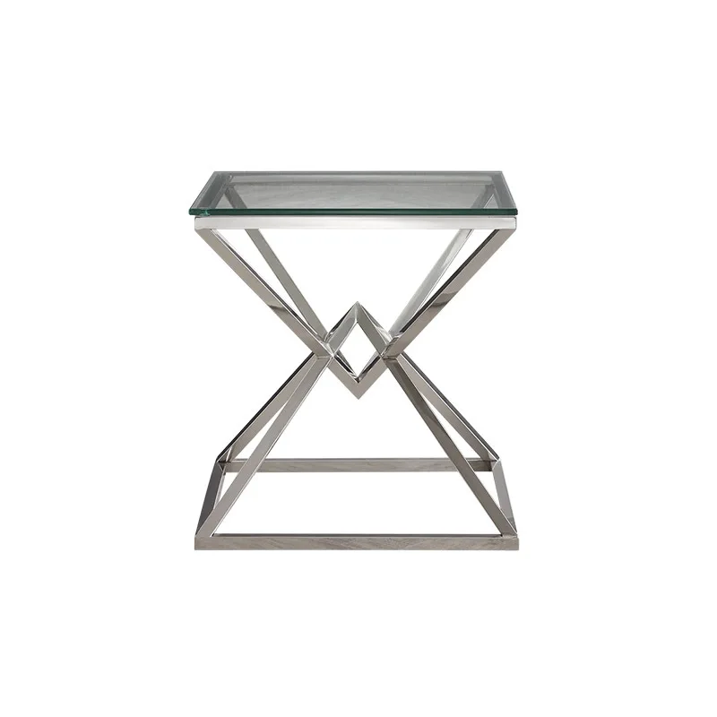 

Consciousness Minimalist Creative Glass Edge Bedroom Coffee Table Living Room Household Stainless Steel