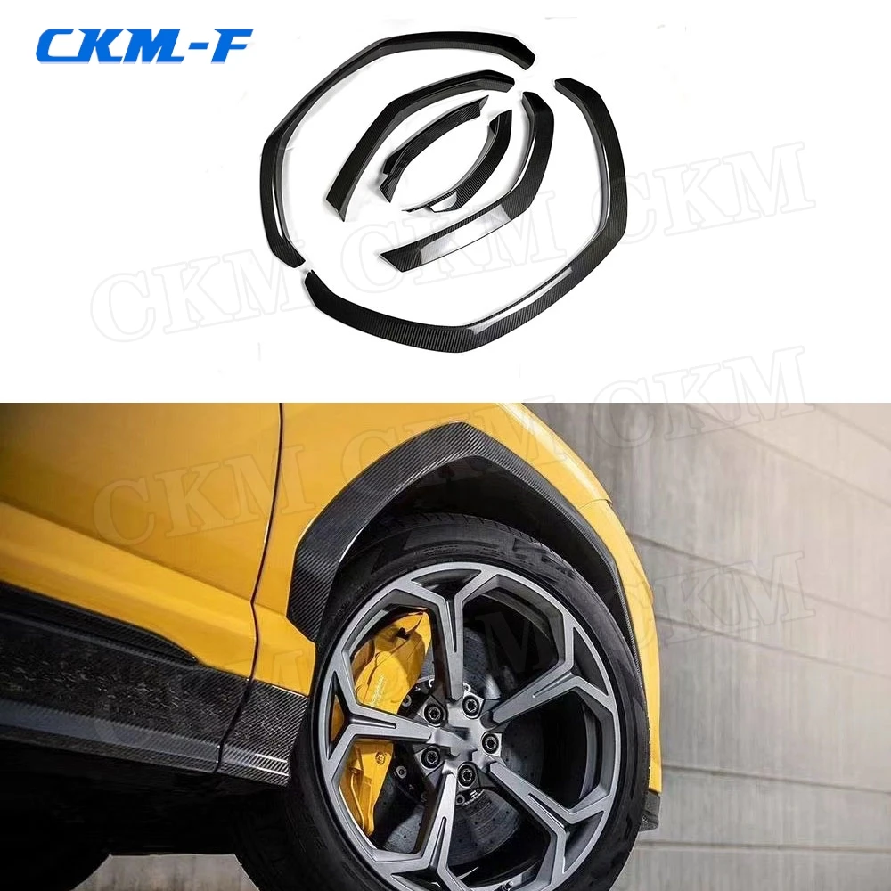 

6 PCS/Set Dry Carbon Fiber Car wheel eyebrows protector lip sticker trim fender flare anti-scratch Cover For Lamborghini Urus