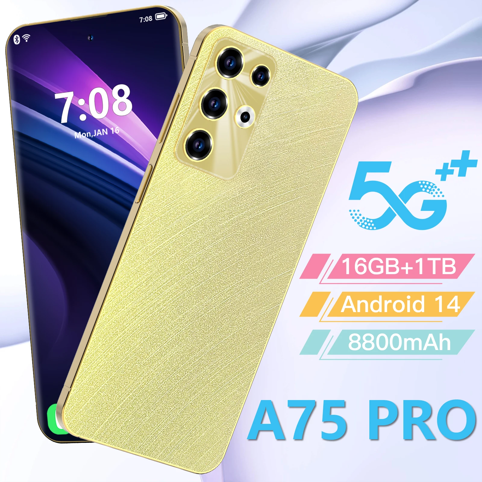 

2025 Original A75 Pro Smartphone 5G 7.3" Full Screen 8800mAh Qualcomm8 Gen 2 Camera 108MP Android Phone Unlocked celular