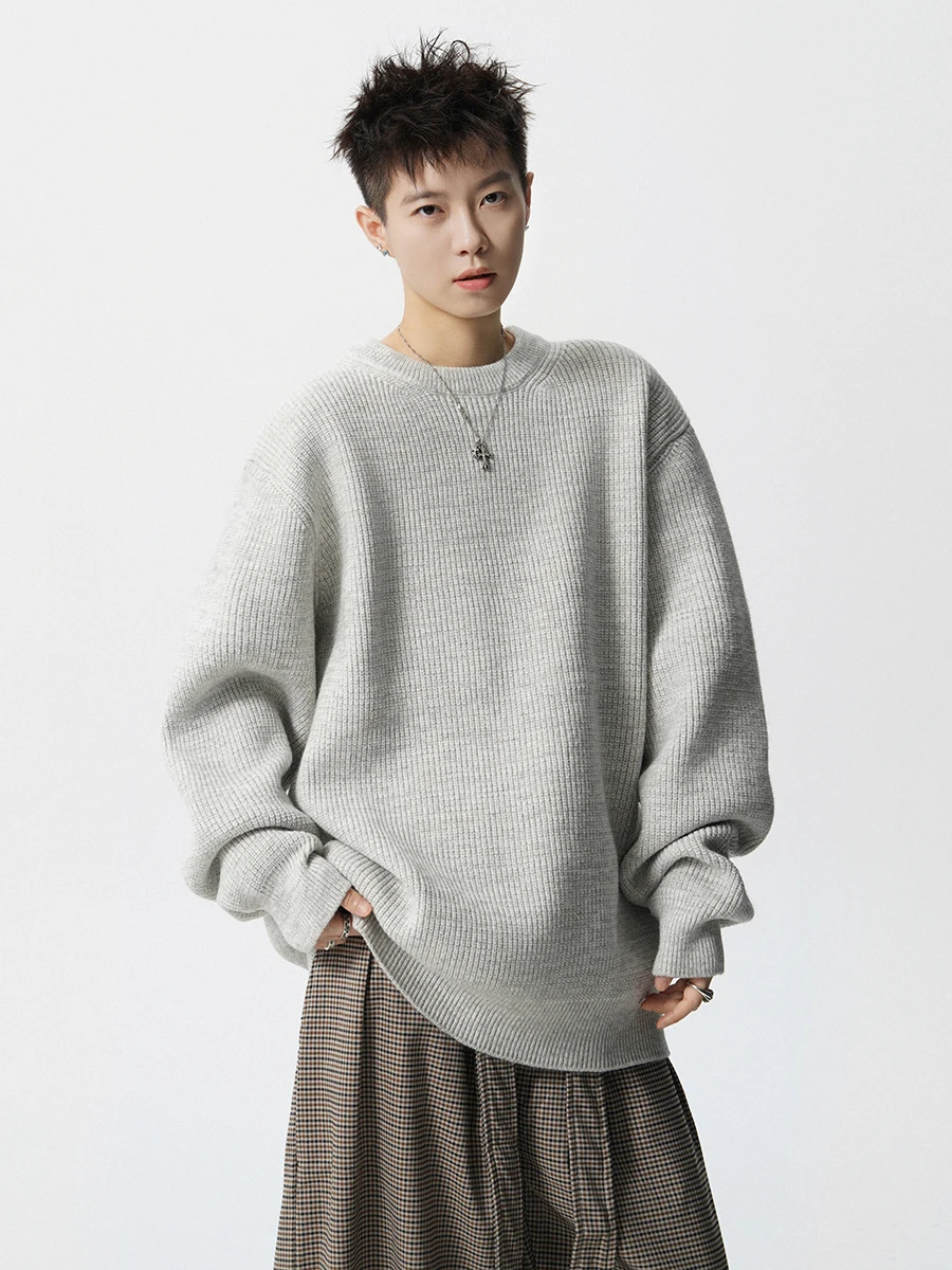 

Мужской вязаный свитер оверсайз из американской тяжелой пряжи, осенне-зимний, свободный крой, винтажный стиль...