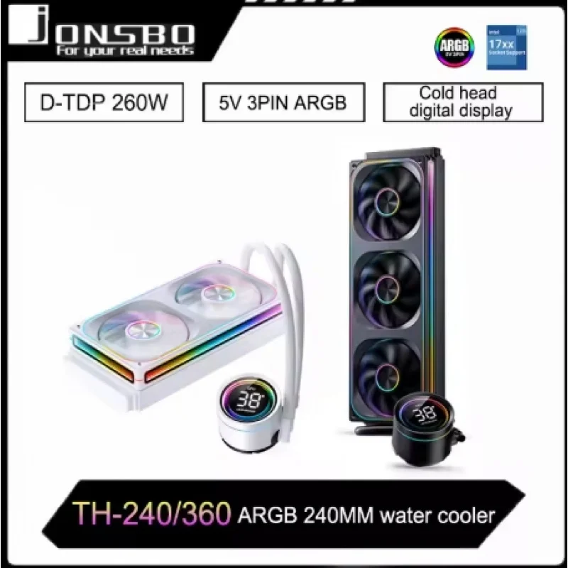

Jonsbo TH-360 AIO ЦП Жидкостное охлаждение Встроенный радиатор с водяным охлаждением TH-240 Водяной охладитель для ПК LGA1700 1851 1200 115X AM4 AM5