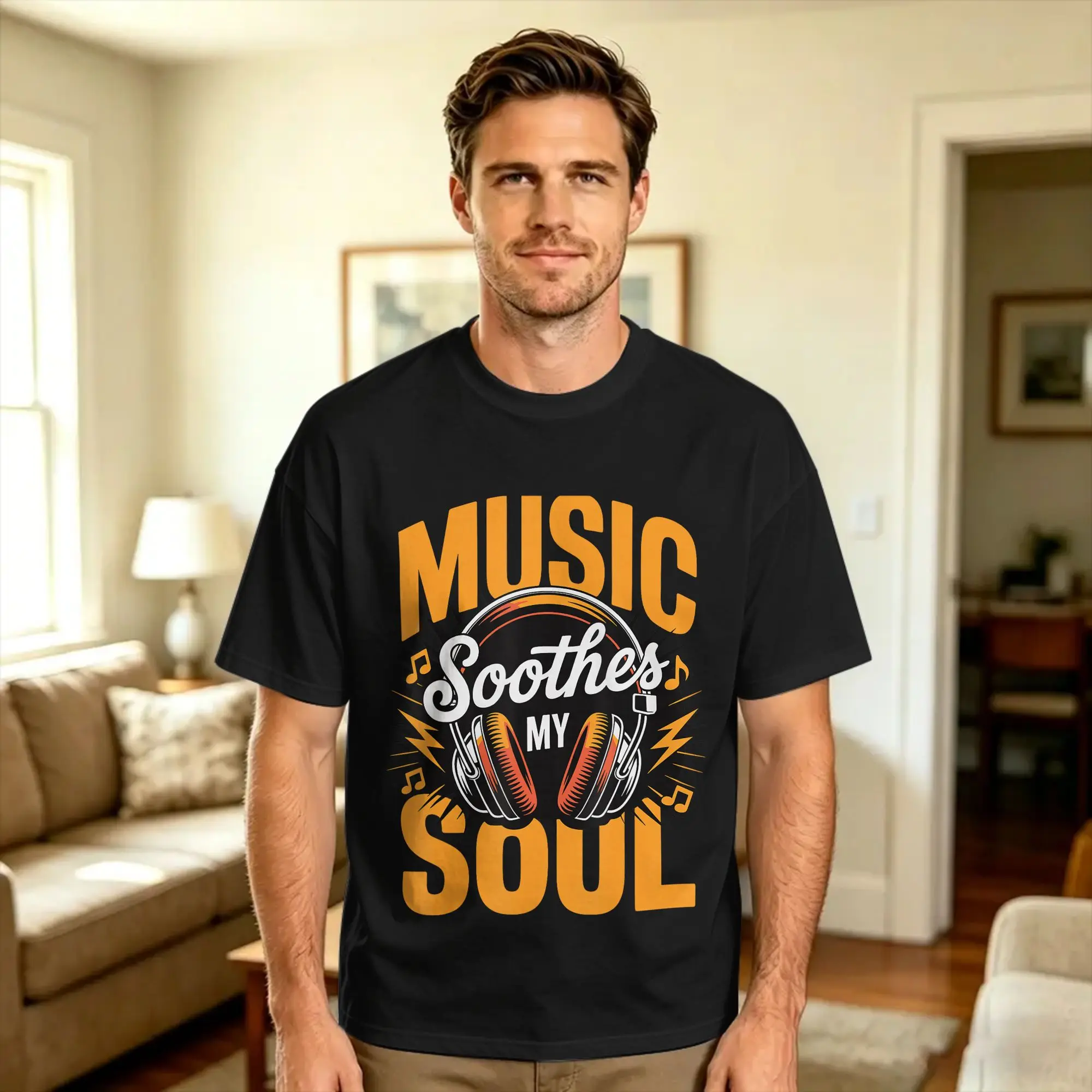 Music Soothes My Soul T Shirt Men Cotton Leisure T-Shirt O Neck  Tee Shirt Short Sleeve Clothes New Arrival