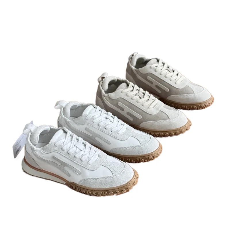 2026 fashion  New Arrival Goatskin Soft Spliced German Training Shoes Genuine Leather Flat Casual Sneakers view 4