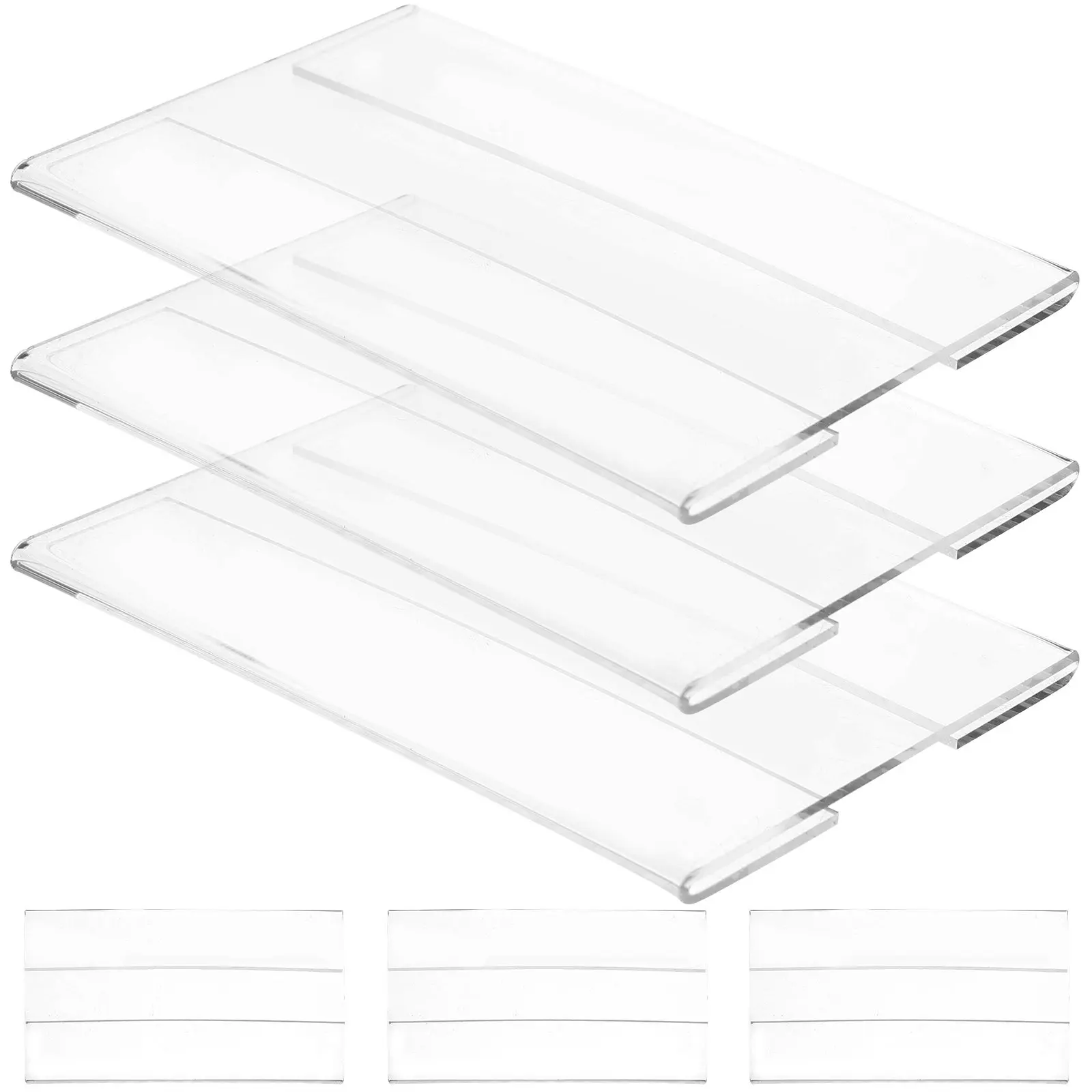 6Pcs Flat Price Tag Acrylic Sign Holders Multi-Function Stable Store Display Accessories for Supermarkets Shops Shopping Malls