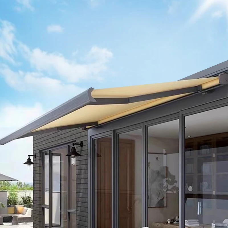 Luxury Aluminum Motorized Waterproof Wall Mount Awning with Remote Control for Balcony and Patio on Wire Cable