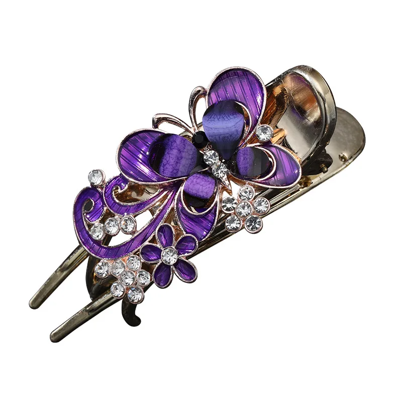 Butterflies Rhinestones Hair Clips Headgear Straight Line Hair Clips for Women