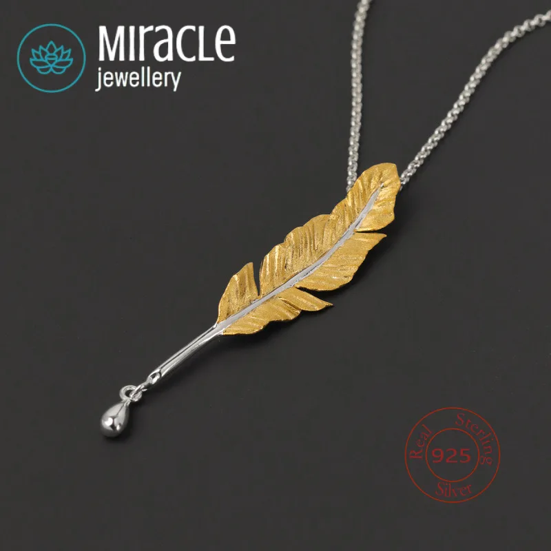 

Miracle Sterling Silver 925 Original Love Letter Pendant Elegant Gorgeous Ink Drop Quill Pen Artistic Niche Design Art Necklace