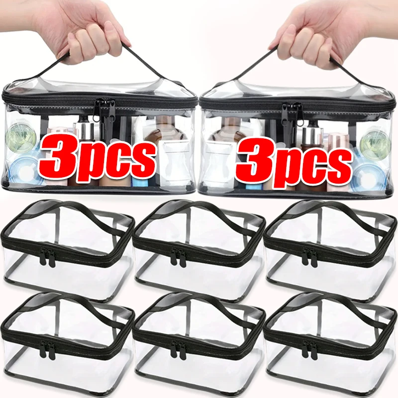 

1-3pcs New Handheld PVC Transparent Makeup Bags Toy Storage Bag Large Capacity Makeup Storage Bag Plastic Travel Storage Bag