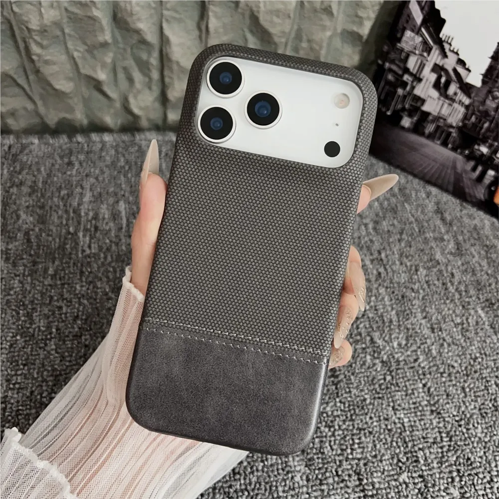 

Роскошный деловой кожаный чехол контрастного цвета для iPhone 17 Air 16 15 14 Plus 13 12 Pro Max, матовый полупакет с защитой от падения