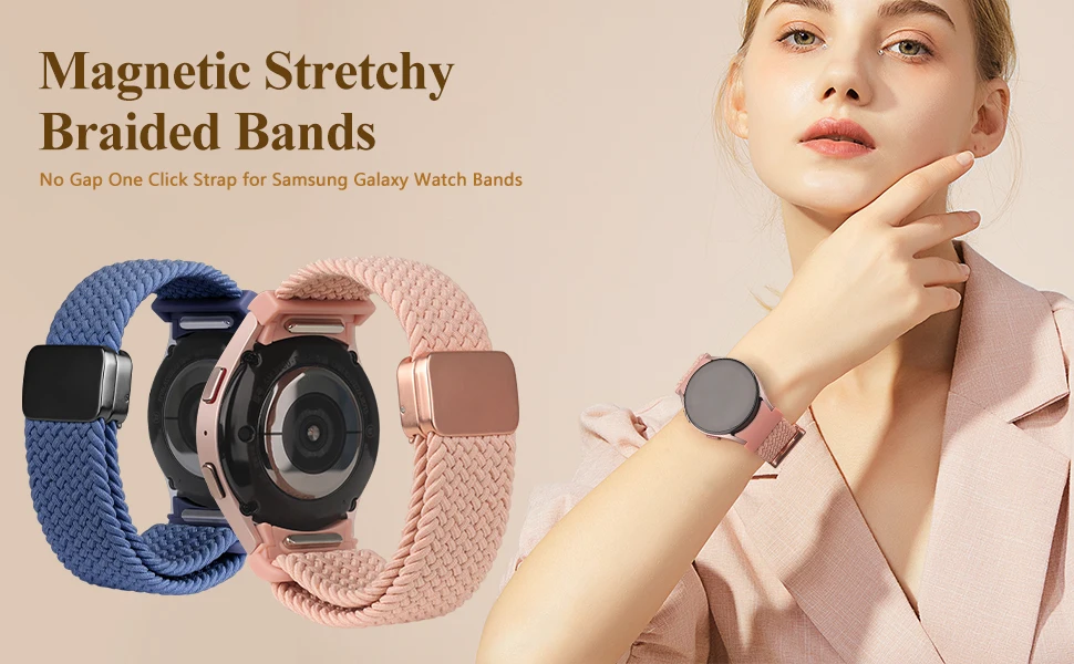 Braided Band For Samsung Galaxy Watch 7 6 40mm 44mm 4 classic/5 pro 45mm 47mm 43mm No Gaps magnetic bracelet Galaxy watch6 strap