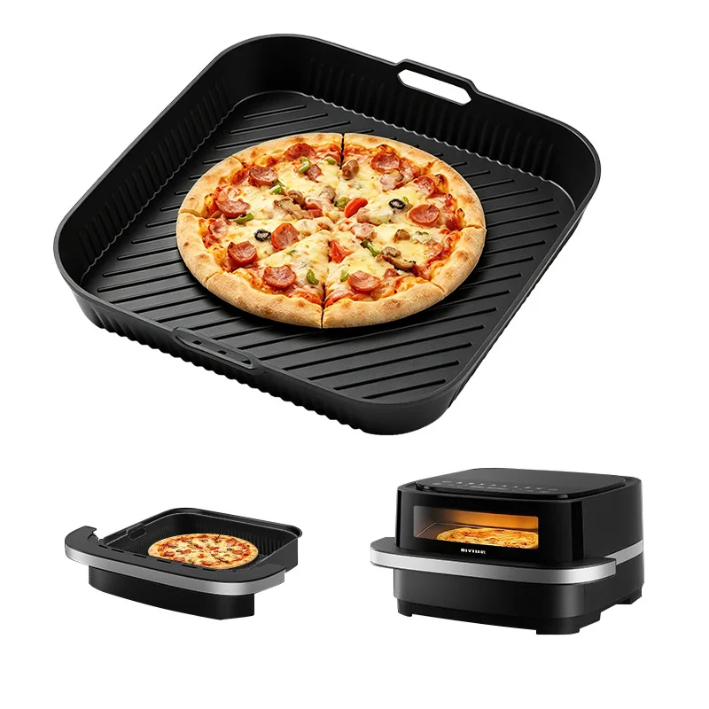 Black Air Fryer Silicone Baking Tray, Suitable for FW4018 Silicone Baking Tray Pad, 27cm Air Fryer Tray