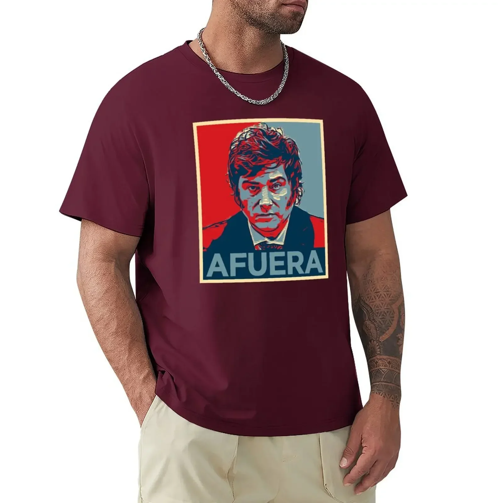 Men Javier Milei AFUERA Presidente Argentina Viva La Libertad Carajo! men clothing graphic anime designer t shirt HARAJUKU funny