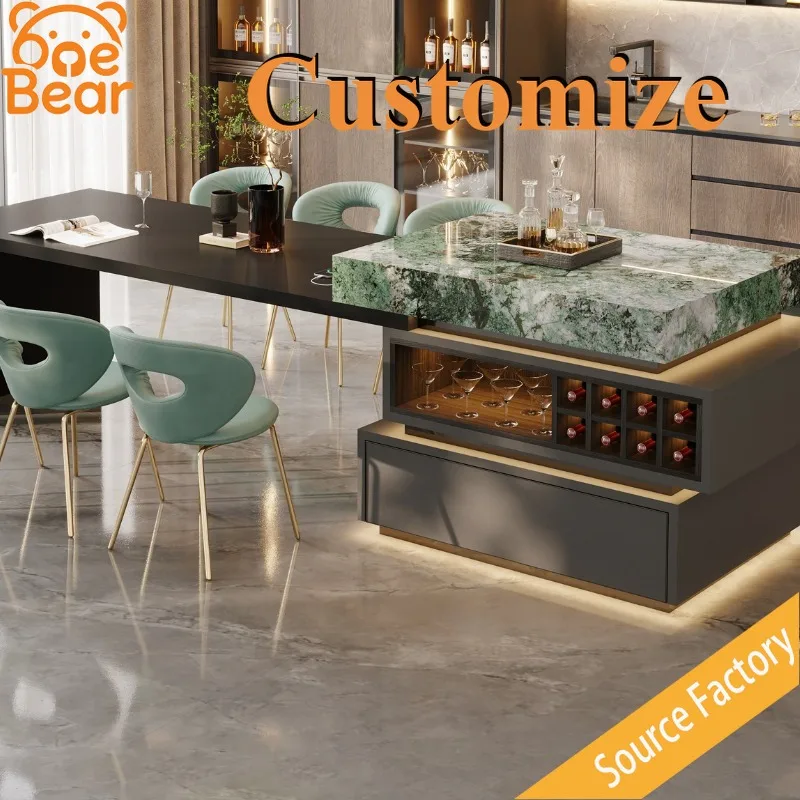 Natural Marble Kitchen Island Countertop Polished Waterproof Anti Stain Wear Resistant Luxury Stone Worktop Home Hotel Villa Bar