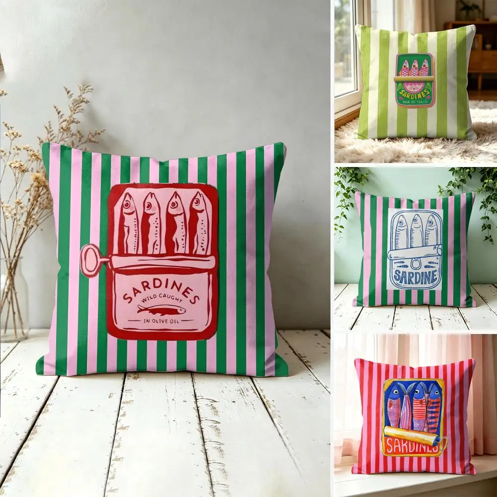 Sardine Cans Art Ins Cushion Cover Square Short Plush Pillow Case Living Room Sofa Home Decor Funda 40X40