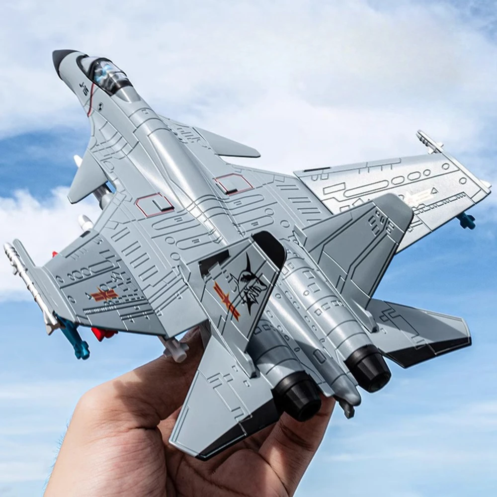 

1/89 J-15 Fighter Toys Model Car Diecast Alloy Military Aircraft Sound Light Pull Back High Simulation Models Toy Gifts for Kids