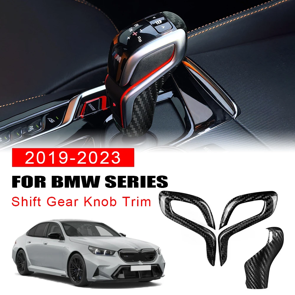 Real Dry Carbon Fiber for BMW F90 M5 F97 X3M F98 X4M 2019-2023 Automatic Shift Gear Knob Trim Cover Car Retrofitting Accessories