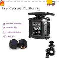 Wireless Motorcycle TPMS Tire Pressure Monitoring System Solar External Sensor Temperature Monitor Water Proof