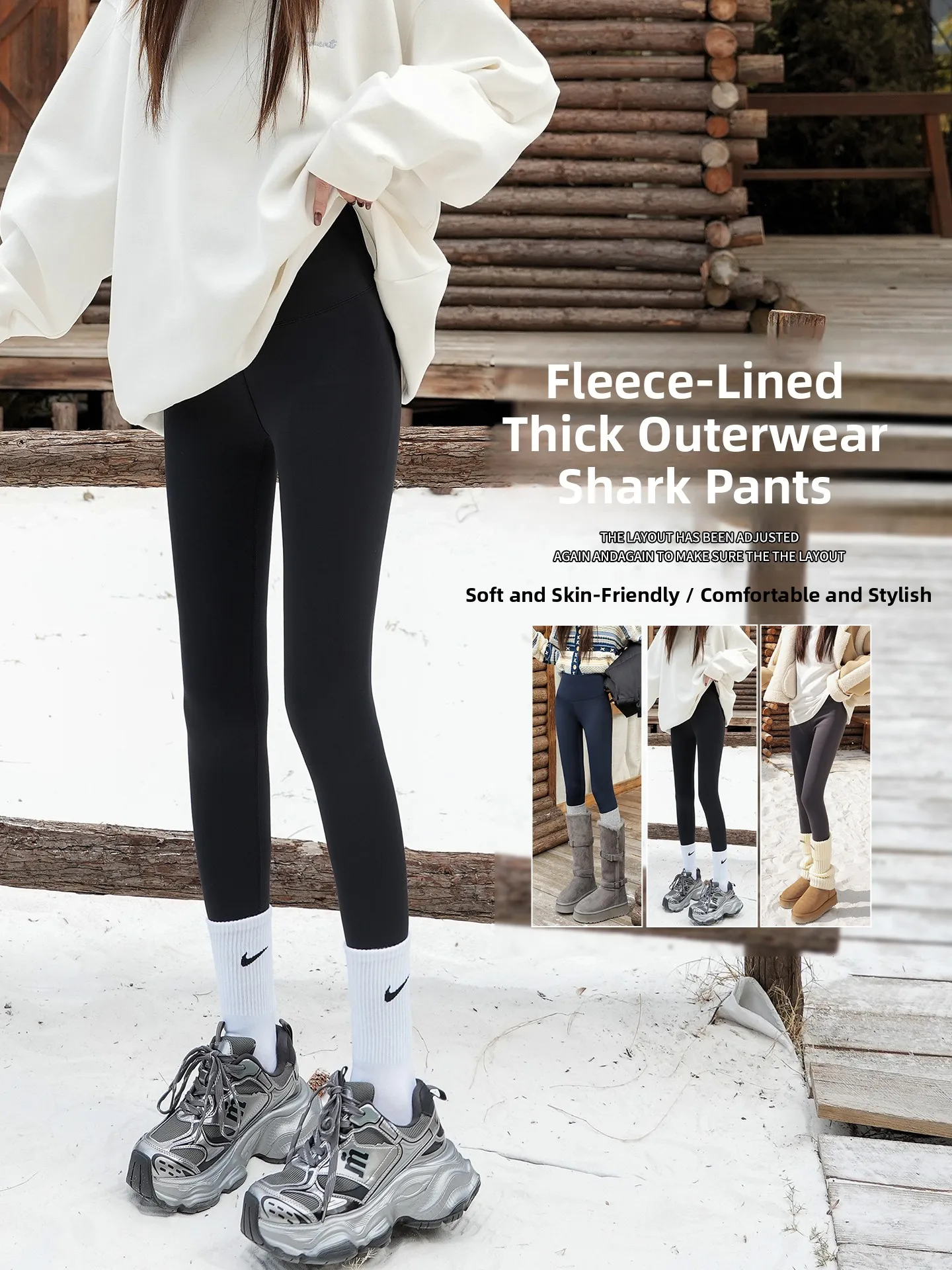 

Bla Fce Lined Thi arkskin Yoga Pants Women's High Waist Long Trousers Warm Bot for Winter Casual Wear Polyester ...