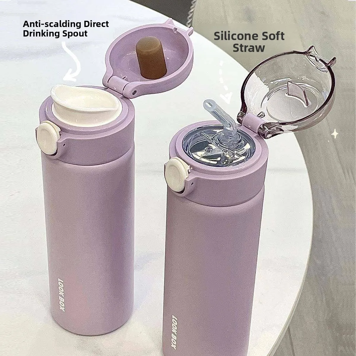 Stainless Steel Insulated Water Bottle Straw Cup Portable Children's Girls High Aesthetic Value Warmth Cup Bouncing Straw Cup
