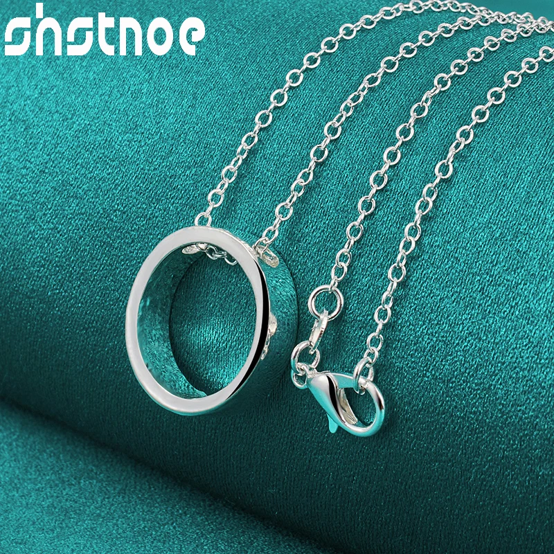 

SHSTONE 40-75cm 925 Sterling Silver Chain Small Circle Pendant Necklace For Women Man Birthday Party Fashion Jewelry Accessories