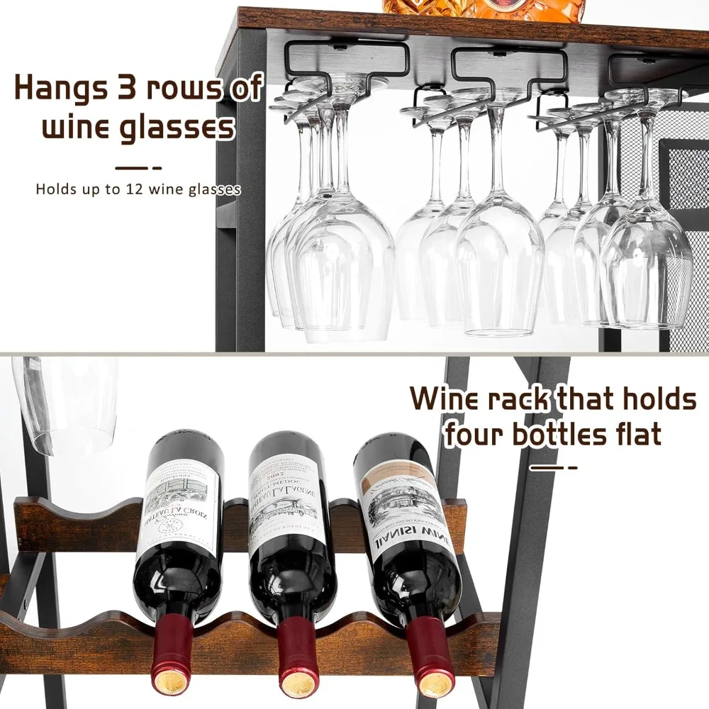 Versatile Liquor Stand for Home Bar, Wine Rack Freestanding Floor, Mini Bar Table for Liquor Whiskey Wine, 3-Tier Trapezoidal Li