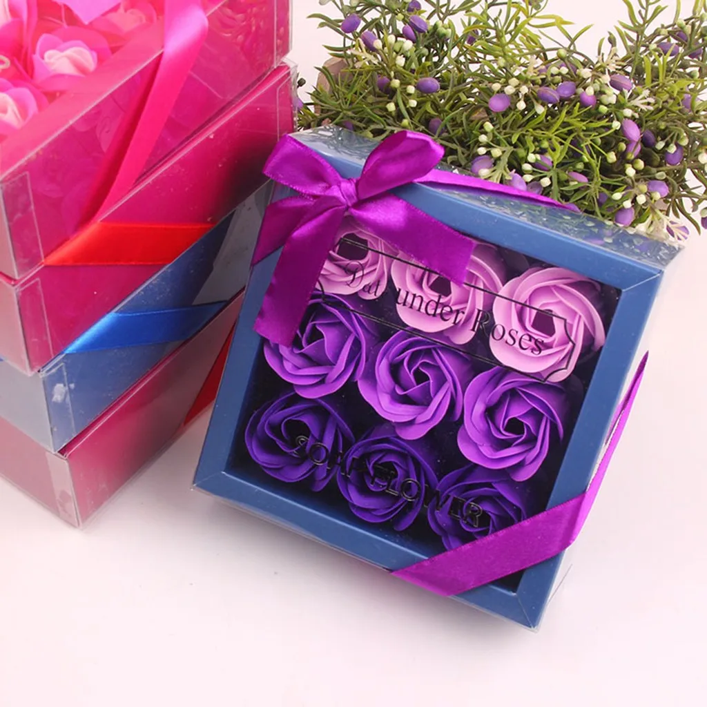 9PCS Artificial Rose Gift Box Wedding Exquisite Valentine's Day Gifts Eternal Rose Mother's Day Gift for Mom Birthday Wedding