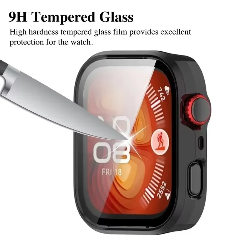 Силиконовый ремешок + чехол для ПК для Huawei Watch Fit 3/4 HD, браслет из закаленного стекла с цветной пряжкой для Huawei Watch Fit 4 Pro, аксессуар