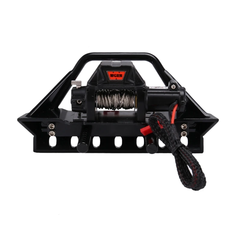 Front Bumper With LED Light & Winch For Axial SCX10 SCX10 II III Traxxas TRX-4 TRX4 1/10 RC Crawler Car Upgrade Parts