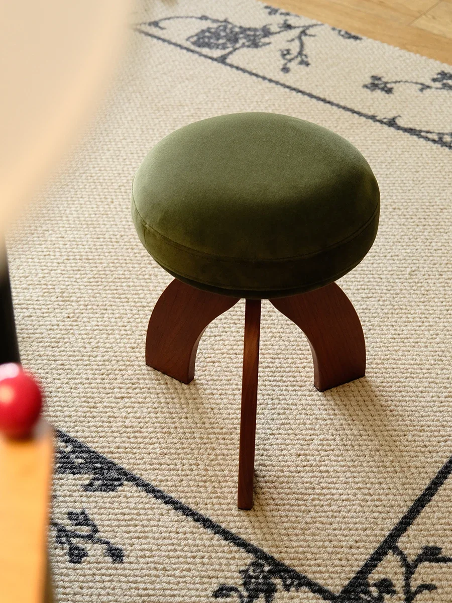 Jellyfish Stool Solid Wood Makeup Stool Girl Bedroom Dressing Table Chair Replacement Shoe Stool Middle Vintage