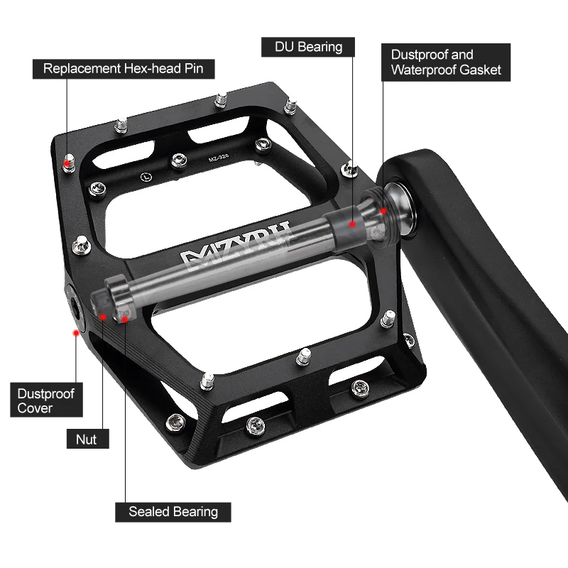 New Mountain Bike Pedals MTB Pedal Aluminum Bicycle Wide Platform Flat Pedals 9/16\