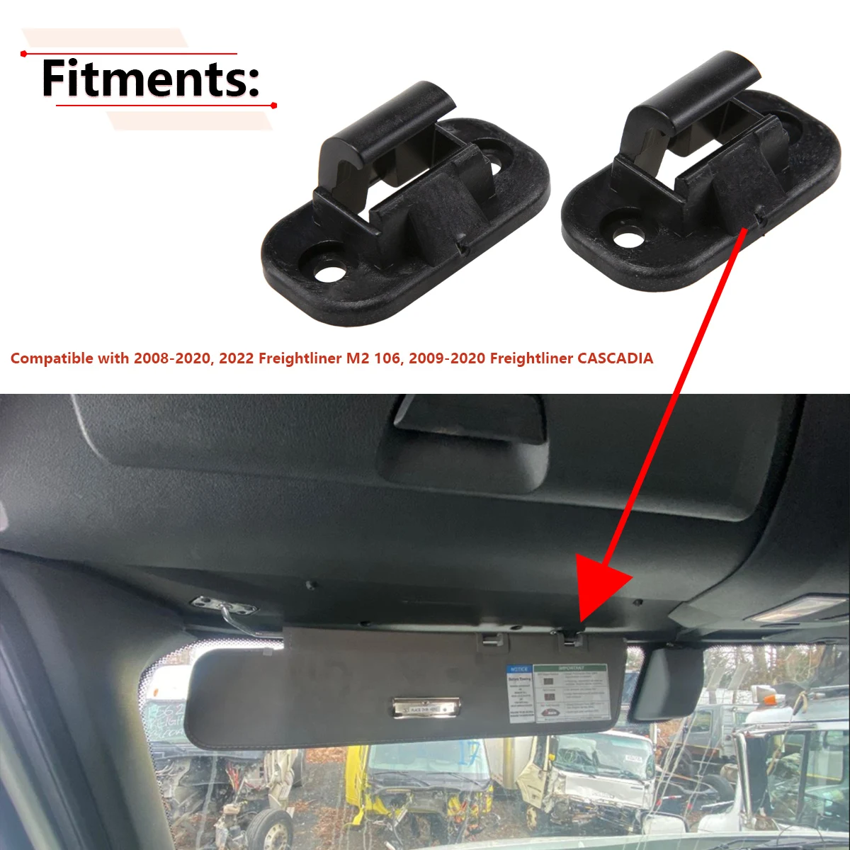 

Car Sun Visor Bracket Retainer Holder Hook Clip For 2008-2020 2022 Freightliner M2 106 For 2009-2020 Freightliner CASCADIA