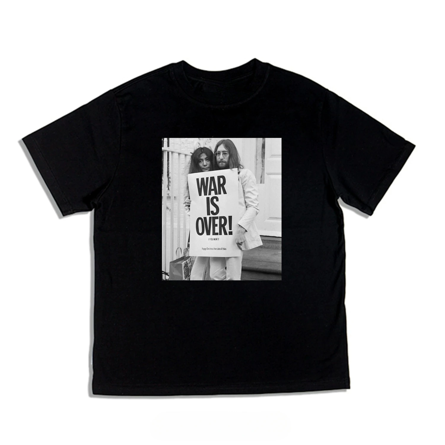 John Lennon & Yoko Ono 'WAR IS OVER!' Photo Graphic T-Shirt Cotton Men Women Streetwear Tee