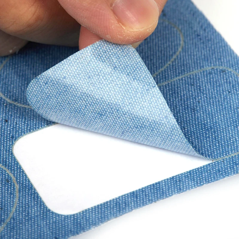 Kot kendinden yapışkanlı yama DIY onarım pantolon diz gömlek aplike giyim dikiş aksesuar için Denim kumaş kot rozetleri yamalar