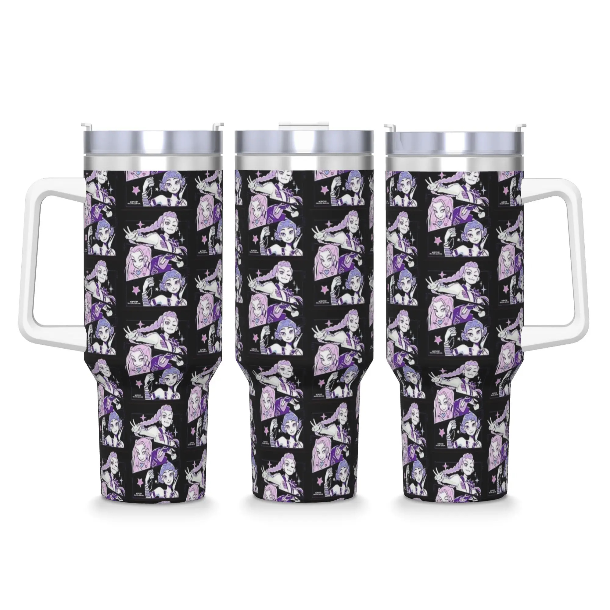 

Kpop Demon Hunters Kpop Stars Pop Music Stainless Steel Tumbler Travel Thermal Cups With Straws Mugs Cup Hot Drinks Water Bottle