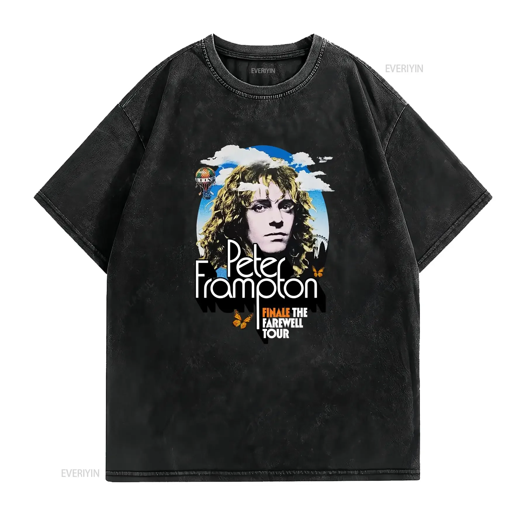 Vintage Rock Music Peter Frampton Finale Farewell Tour Print Casual T Shirt vintage Washed Top For Everyday Wear Unisex