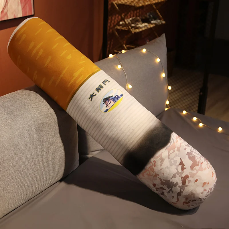 60/100cm Cartoon Smoking Cylindrical Sleeping Cushion Cigarette Pillow Doll  Smulation Plush Toys Fashion Boyfriend Birthday Gift