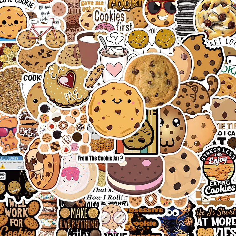 51Pcs Cartoon Cookies Stickers for Yummy Dessert Mini Diary Stickers for Stationery Scrapbook Phone Laptop Art Decal Sticker