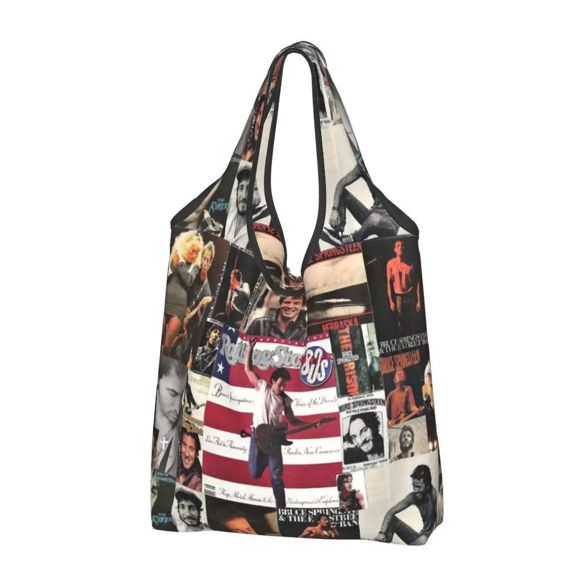 Bruce The E Street Band Springsteen Thunder Road Shopping Bag for Groceries Foldable Grocery Bags Washable Large Tote Bags