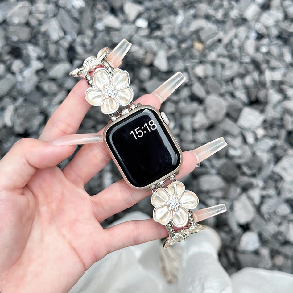 الأزياء الإغاثة الحمضيات زهرة حزام ل أبل iWatch سلسلة 10 9 8 7 6 5 SE الترا 2 الفرقة 38/40/41/42/44/45/46/49 مللي متر سوار معدني