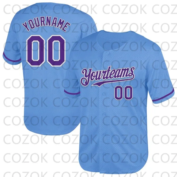 

Custom Blue Purple Baseball Jersey Men Women Short Sleeve Shirt 3D Printed Shirt Team Shirts Hip Hop Unisex Tops