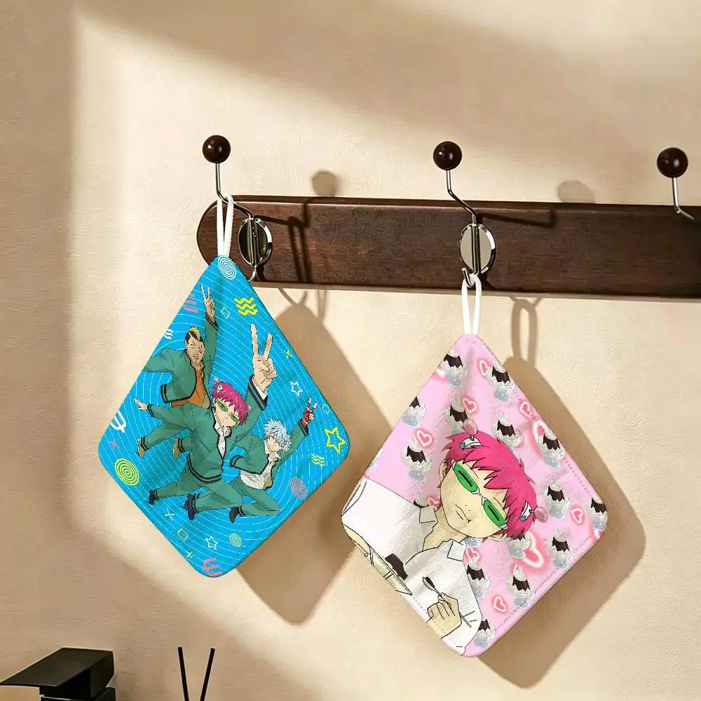 Hot Anime S-SaikiS K Thickened Polyester Cotton Hanging Towel, High Absorbent Hand Wiping Towel for Indoor Use