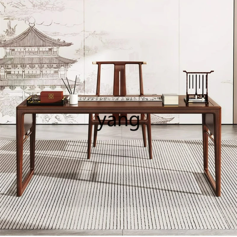 

LTT New Chinese Style Solid Wood Desk Modern Chinese Style Home Office Desk Study Calligraphy and Painting Desk